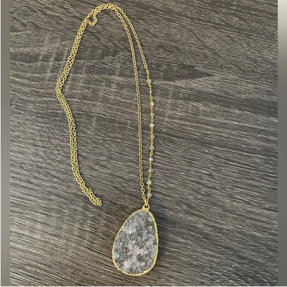Joy Dravecky purple amethyst crystal necklace